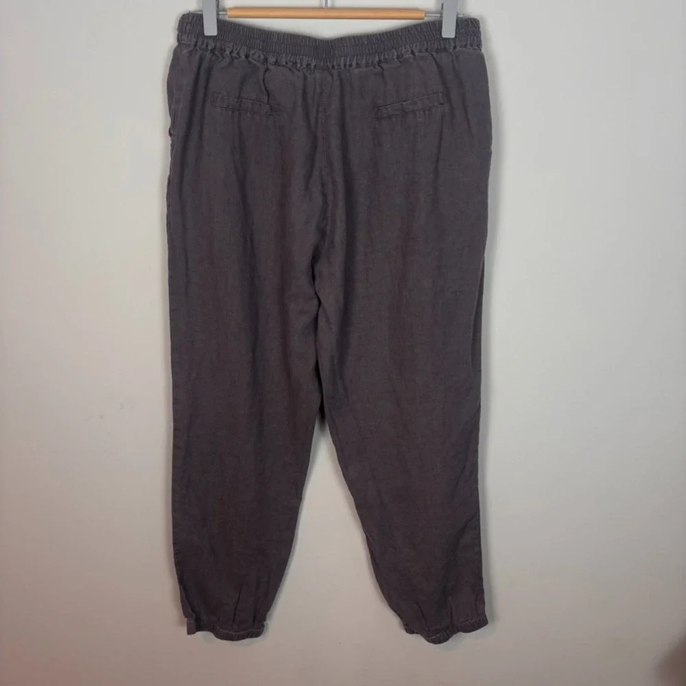 IXIMO Womens Grey 100% Linen Straight Leg Pull on Pants SZ Large Granola‎ Hippie